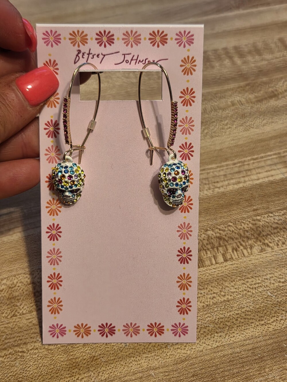 Betsey Johnson NWT Sugar Skull Dangle Earrings